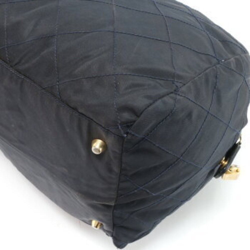 Prada Tessuto Quilted Boston Bag Chain Triangle Logo Leather Trips Travel EHM - Picture 11 of 14